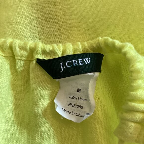J.Crew‎ Dress Size Medium Yellow Linen Tiered Tank Lightweight Beach - Picture 2 of 7